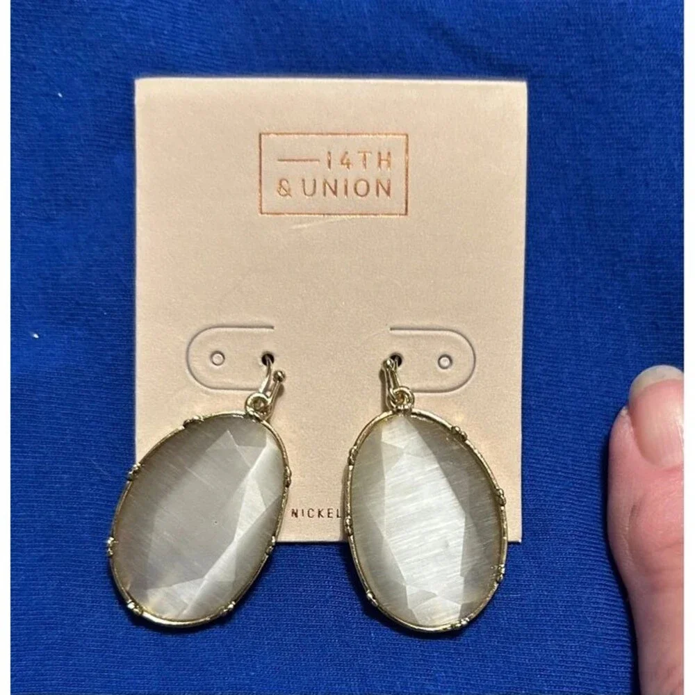 Bundle 4 Pairs Nordstrom Rack 14th & Union Gold and Stone Fashion Earrings